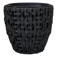Found & Fable Black Woven Plicker Outdoor Planter, Small