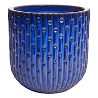 Providence Blue Round Dimpled Outdoor Planter, Large
