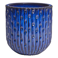 Providence Blue Dimpled Round Outdoor PLanter, Medium