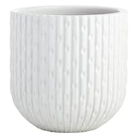 Providence White Dimpled Round Outdoor Planter, Large