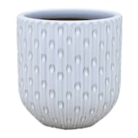 Providence White Dimpled Round Outdoor Planter, Medium