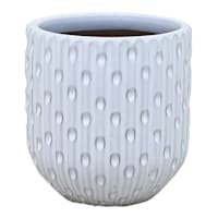 Providence White Dimpled Round Outdoor Planter, Small