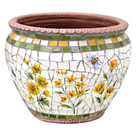 Honeybloom Mosaic Ceramic Outdoor Planter, Extra Large