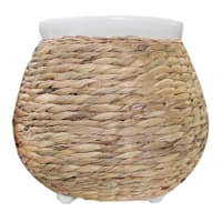 Honeybloom Woven White Ceramic Outdoor Planters, Medium