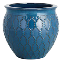 Providence Blue Glazed Barbed Wire Outdoor Planter, Large
