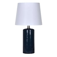Honeybloom Dark Blue Ceramic Small Table Lamp with Shade, 18"