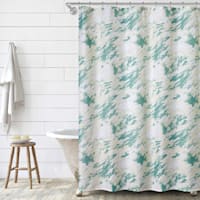13-Piece Green Watercolor Tie Dye Shower Curtain Set, 72"