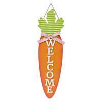 Homespun Easter Welcome Carrot Wooden Wall Sign, 7x24