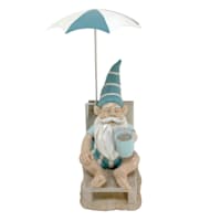 Ty Pennington Beach Gnome with Umbrella Outdoor Garden Statue, 14"