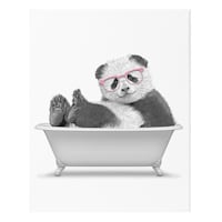 Panda Bathtub Canvas Wall Art, 12x16