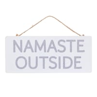 Found & Fable Namaste Outside Metal Outdoor Wall Decor, 5x12