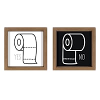 2-Piece Toilet Paper Yes & No Wall Art, 8"