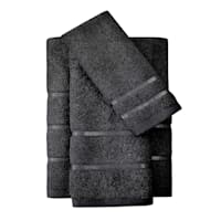 Providence Sterling Black Fingertip Towel, 11x18