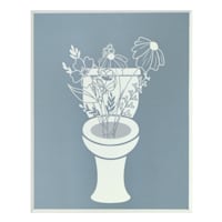 Blue & White Floral Toilet Wall Art, 8x10