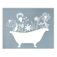 Blue & White Floral Bathtub Wall Art, 8x10