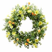 Yellow Wildflower Floral Wreath, 20"