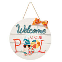 Sunny Club Glittered Welcome to Our Pool Wooden Outdoor Wall Decor, 16"
