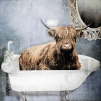 Bathtub Bull Canvas Wall Art, 12"