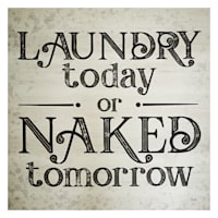 Laundry Today or Naked Tomorrow Canvas Wall Art, 16"