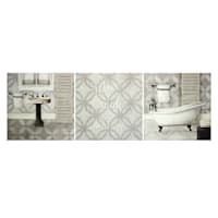 3-Piece Grey Bath Canvas Wall Art, 6"