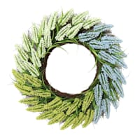 Blue & Green Heather Floral Wreath, 28"