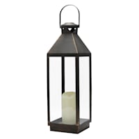 Black Outdoor Lantern with Metallic Detail, 24"