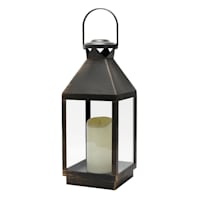 Black Outdoor Lantern with Metallic Detail, 19"