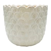 Honeybloom Indoor White Scalloped Ceramic Pot, Large