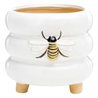 Honeybloom Indoor White Honeybee Stoneware Pot, Medium