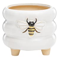 Honeybloom Indoor White Honeybee Stoneware Pot, Small
