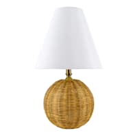 Honeybloom Natural Rattan Round Accent Lamp With Shade, 16"