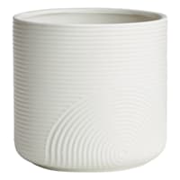 Indoor White Modern Lines Ceramic Pot, Medium