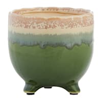 Honeybloom Indoor Green Ombre Footed Ceramic Pot, Small