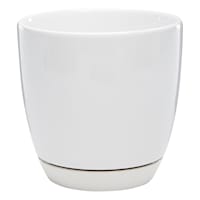 Indoor Elsie White Stoneware Ceramic Pot, Medium