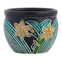 Indoor Thai Yellow Lily Clay Pot, Medium