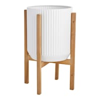 Ty Pennington White Metal & Wooden Planter Stand, Medium