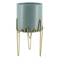 Sand Teal Gold Metal Deco Planter Stand, Medium