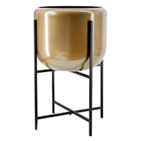 Bronze Round Metal Planter Stand, Small