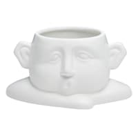 Indoor White Sleepy Man Ceramic Pot, Medium