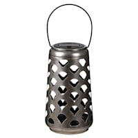 Found & Fable Grey Metal LED Lantern, 10"