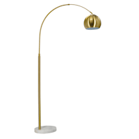 Brass Arc Floor Lamp with Marble Base & Metal Dome Shade, 70"