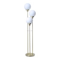 Brass 3-Light Floor Lamp with Frosted Glass Shades, 60"