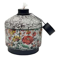 Flower Pottery Mosaic Tabletop Torch, 6"