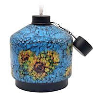 Blue Pottery Mosaic Tabletop Torch, 6"