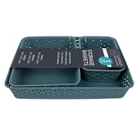 Set of 3 Y-Weave Storage Basket, Blue