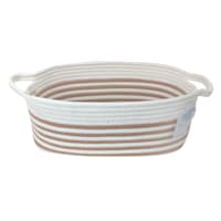 Glam Tan Striped Rectangle Storage Bin, Large