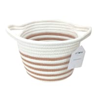 Glam Tan Striped Tall Round Storage Bin, Small