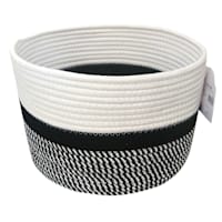 Marly Black Striped Round Storage Basket, Large