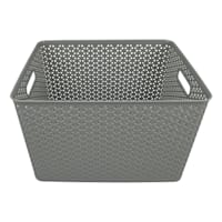Light Grey Y-Weave Storage Basket, Medium
