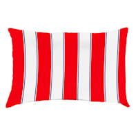 Providence Red & Navy Blue Awning Striped Lumbar Outdoor Throw Pillow, 14x20